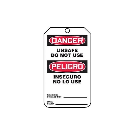 Accuform Danger, Self-Laminating PF-Cardstock, 3-1/4 in Width, 0.3 in Height, , 25 PK TSP164PTP